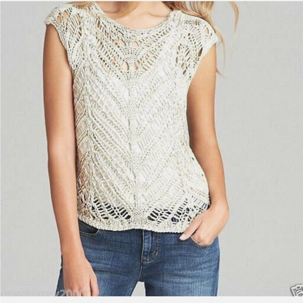 Eileen Fisher Cream Crochet Tank Top
